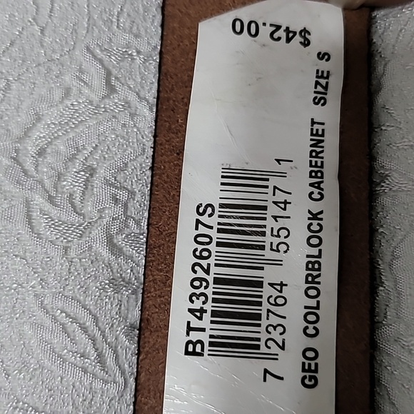 Fossil Geo Color Block Cabernet Leather Belt Size Small - Picture 5 of 8